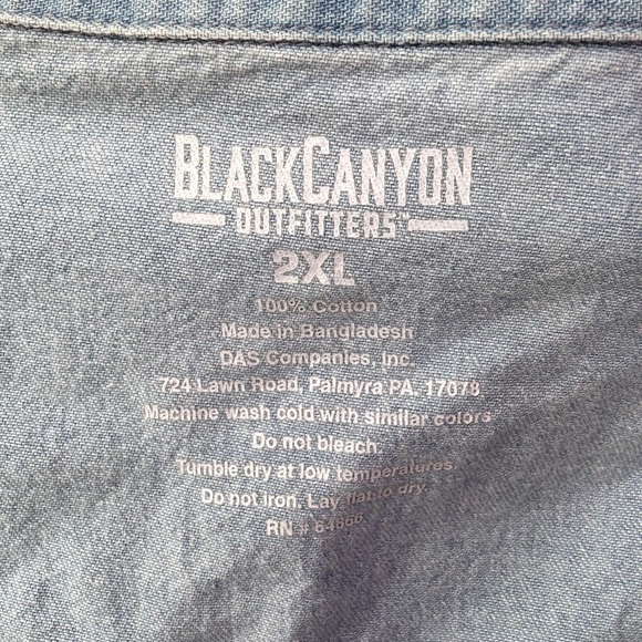 Black Canyon 2XL Liberty or Death 1776 Chambre Button Down Sleeveless America - Picture 5 of 8